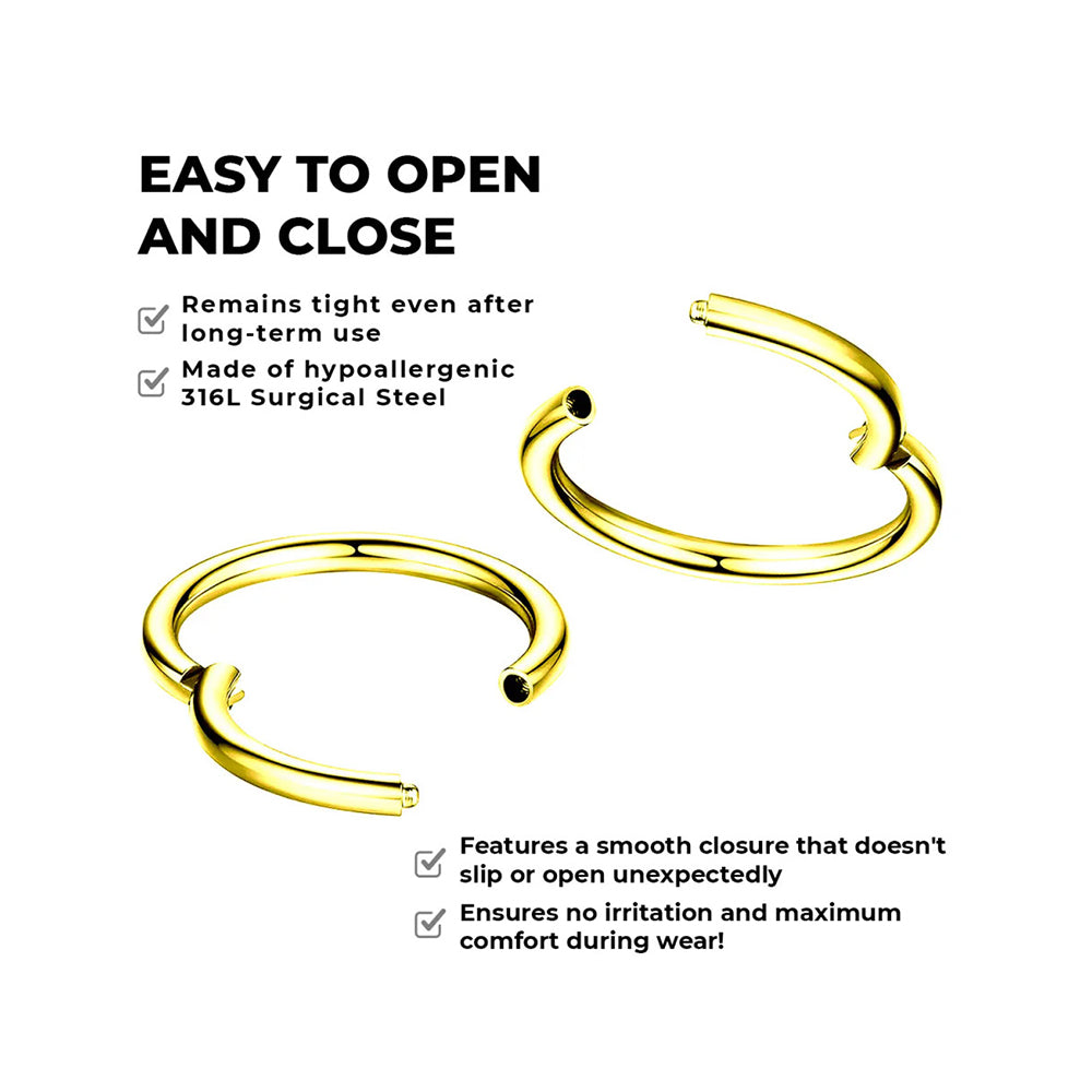 Titanium PVD Gold Hinged Segment Ring 10 to 20 Gauge - photo 4