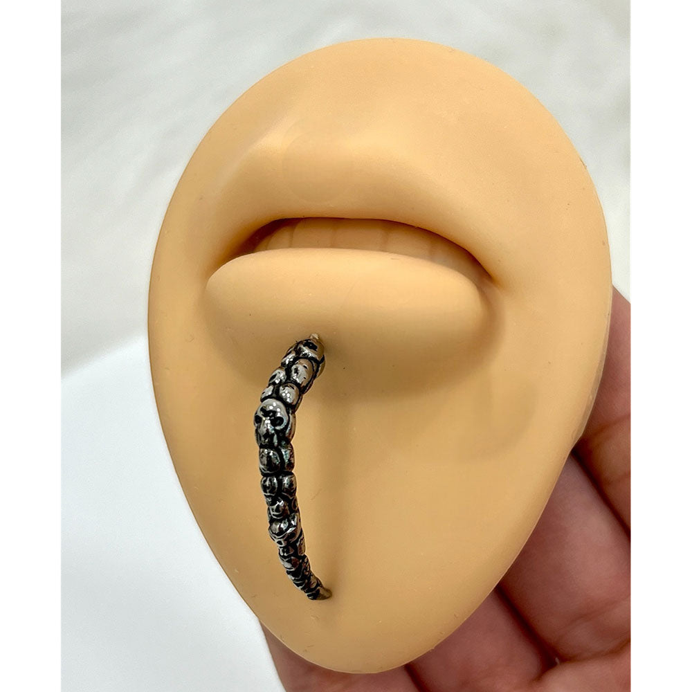 Surgical Steel Curved Labret Stud 14G 10mm with Gothic Long Claw Skull