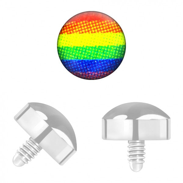 Titanium Dermal Top 14 Gauge Internally Threaded Rainbow Logo - Kruelty - Photo 4