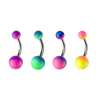 Surgical Steel 14 Gauge Rubber Coated Gradient Belly Ring - 4 Pack