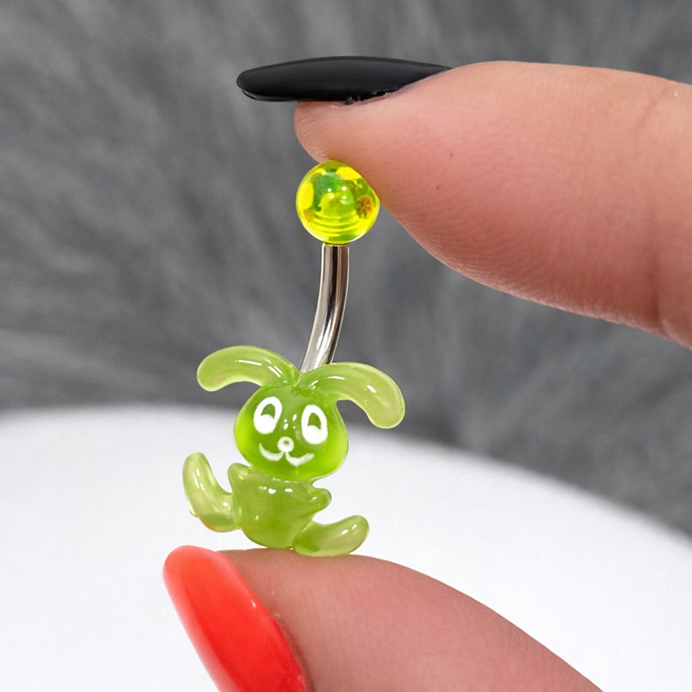 Surgical Steel 14 Gauge Belly Ring with Acrylic Bunny - photo 10