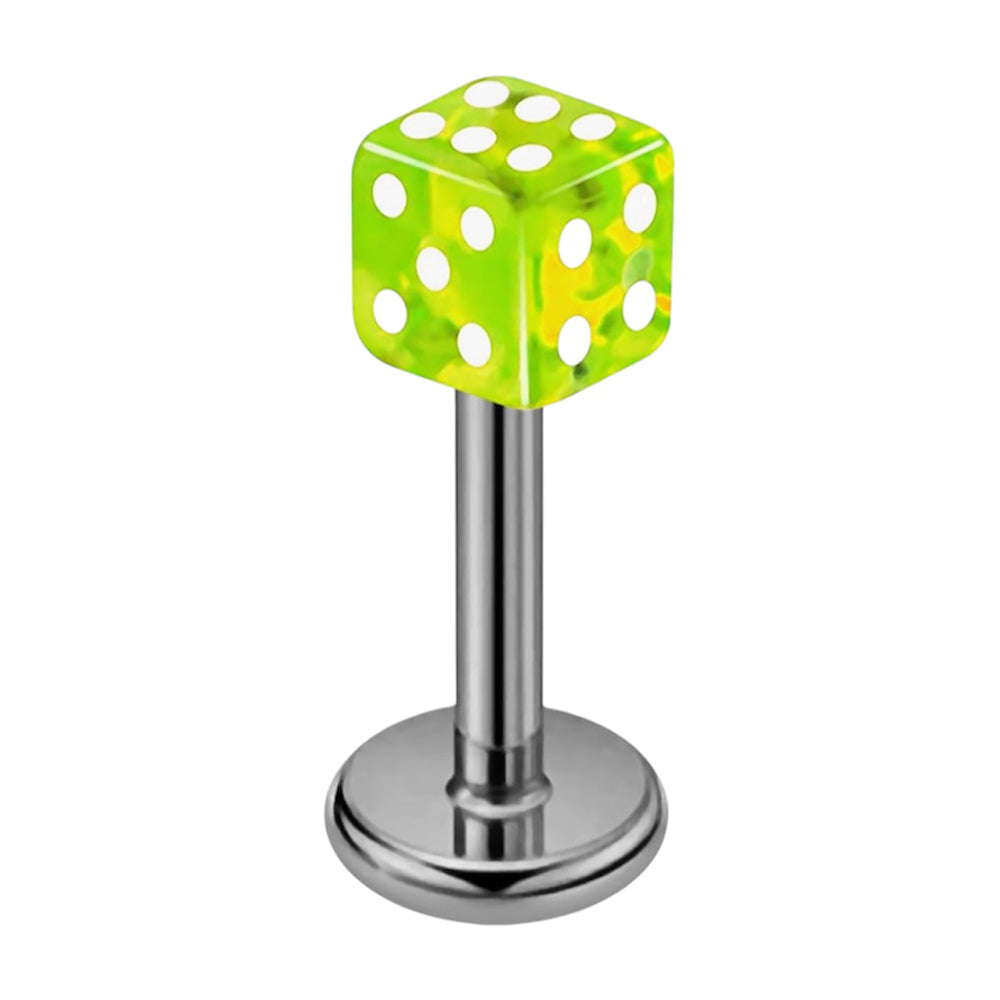Surgical Steel 16 Gauge Flat Back Labret Stud with Acrylic Dice - photo 6
