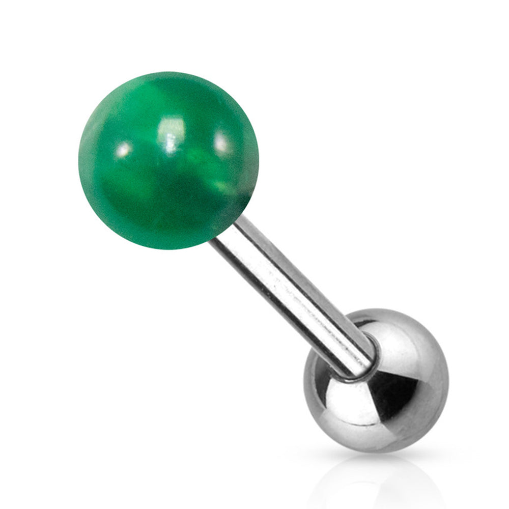 Surgical Steel 14 Gauge Tongue Barbell with Semi Precious Stone - photo 4