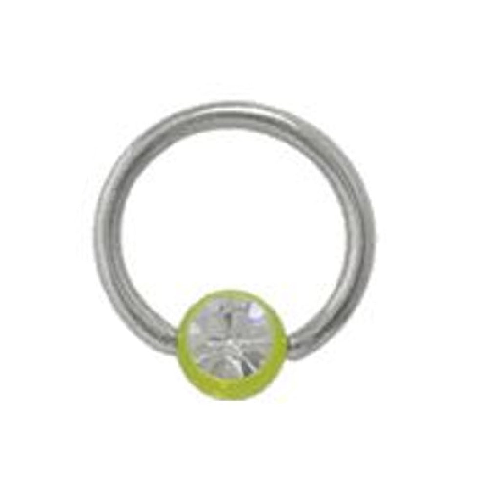 Surgical Steel 14 Gauge CZ Captive Bead Ring with UV Glow Ball - photo 3