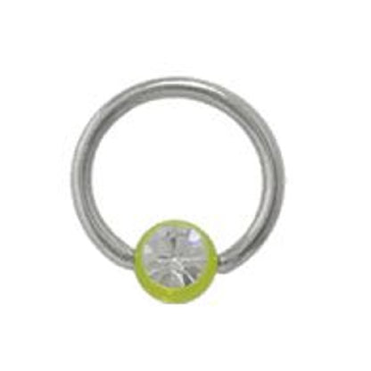 Surgical Steel 14 Gauge CZ Captive Bead Ring with UV Glow Ball - photo 3
