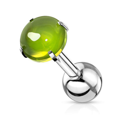 Surgical Steel 16 Gauge Tragus Barbell with Cabochon Stone - photo 7