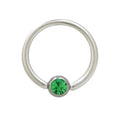Surgical Steel 14 & 16 Gauge Captive Bead Ring with Green CZ