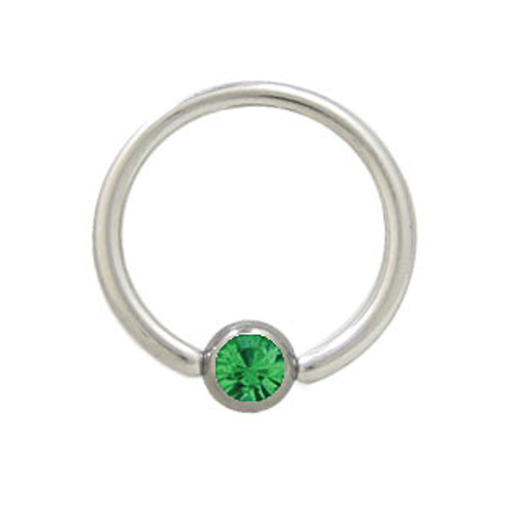 Surgical Steel 14 & 16 Gauge Captive Bead Ring with Green CZ