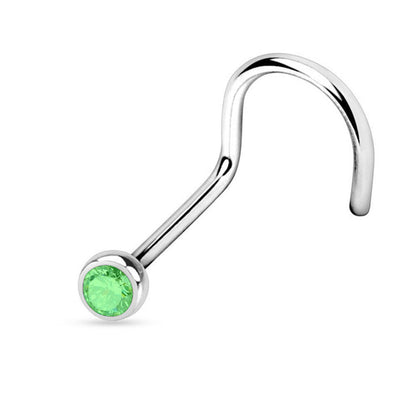 Surgical Steel Nose Screw with Bezel Set CZ - 18 & 20 Gauge - photo 6