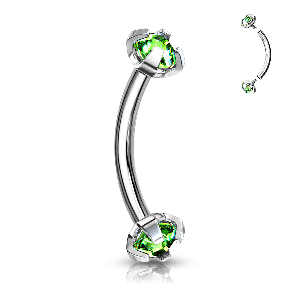 Surgical Steel Curved Barbell 16G 8mm with 3mm CZ Crystal - photo 7