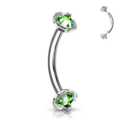 Surgical Steel Curved Barbell 16G 8mm with 3mm CZ Crystal - photo 7