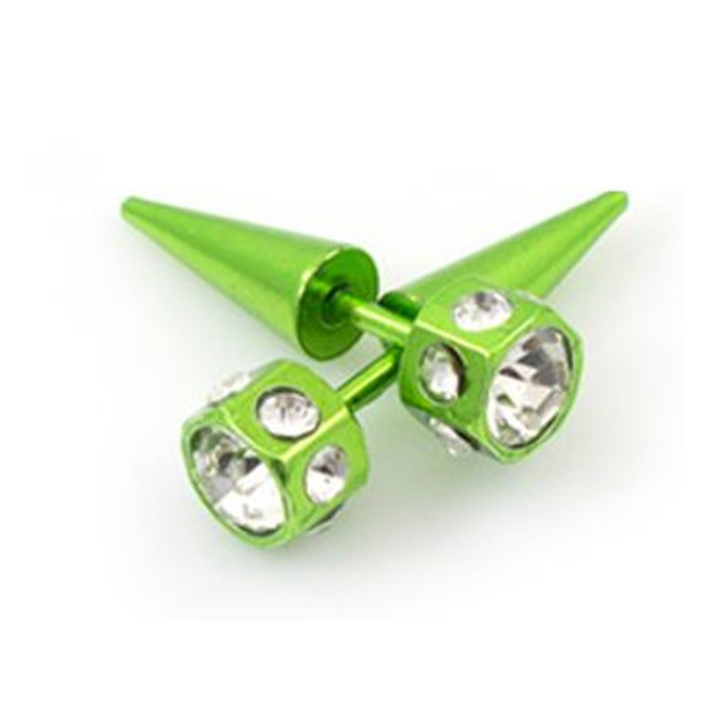 Surgical Steel 16 Gauge Crystal CZ Fake Taper Ear Gauges - Pair - photo 8