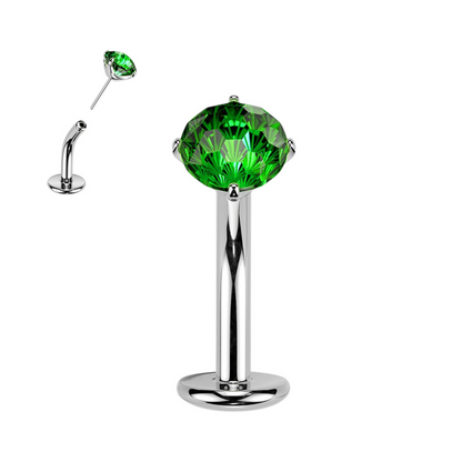 Titanium Threadless Floating Convex Belly Ring 14G 10mm with CZ - photo 6