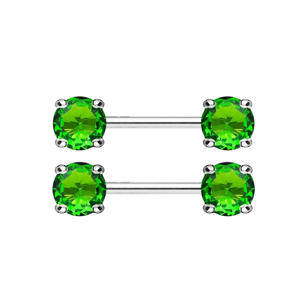 Surgical Steel 14 Gauge Nipple Barbell with Front Facing CZ - Pair - photo 9