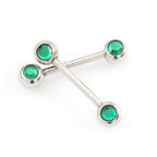 Surgical Steel 16G Straight Barbell & Captive Bead Ring Green CZ Set
