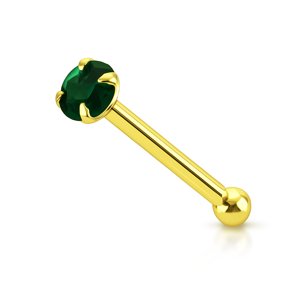 14K Solid Gold Nose Bone Stud 22G 6mm with CZ Top - photo 9