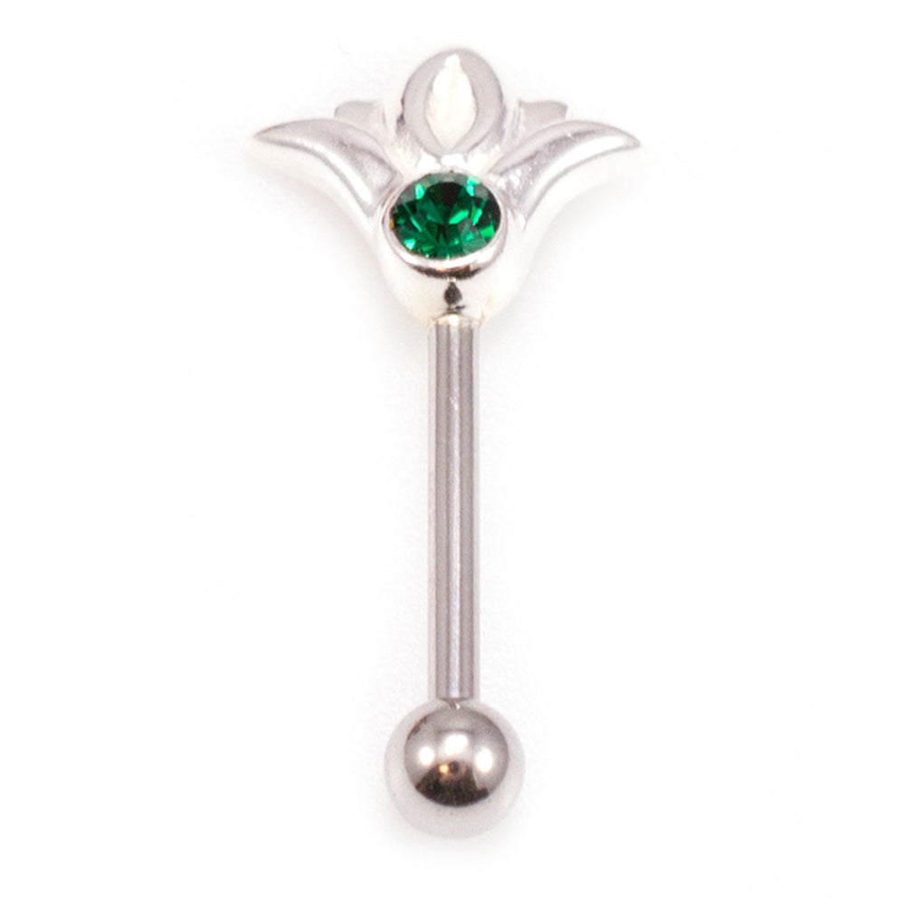 Surgical Steel 16 Gauge Eyebrow Barbell with CZ Flower Top - photo 5