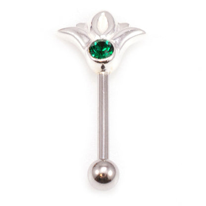 Surgical Steel 16 Gauge Eyebrow Barbell with CZ Flower Top - photo 5