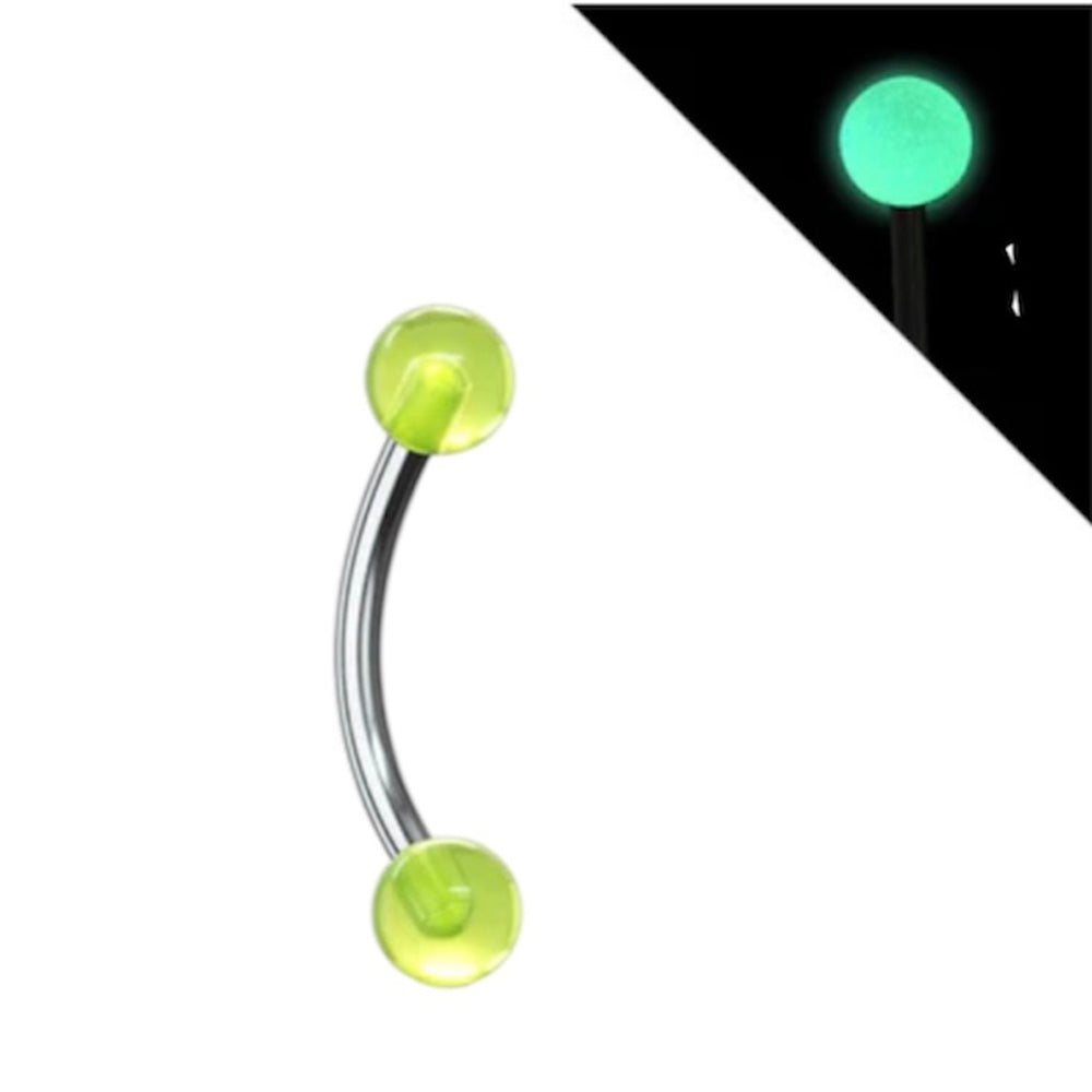 Surgical Steel 16 Gauge Eyebrow Barbell with Glow in Dark Acrylic Ball - photo 6