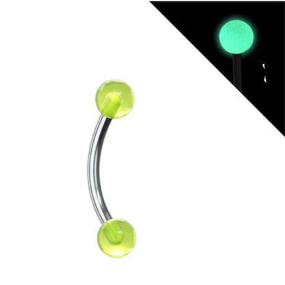 Surgical Steel 16 Gauge Eyebrow Barbell with Glow in Dark Acrylic Ball - photo 6