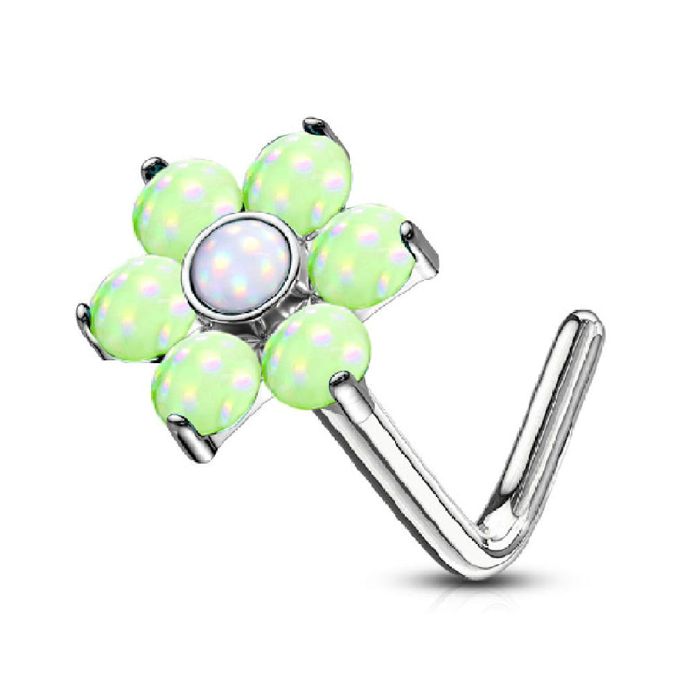 Surgical Steel 20 Gauge L-Bend Nose Stud with Stone Flower - photo 6