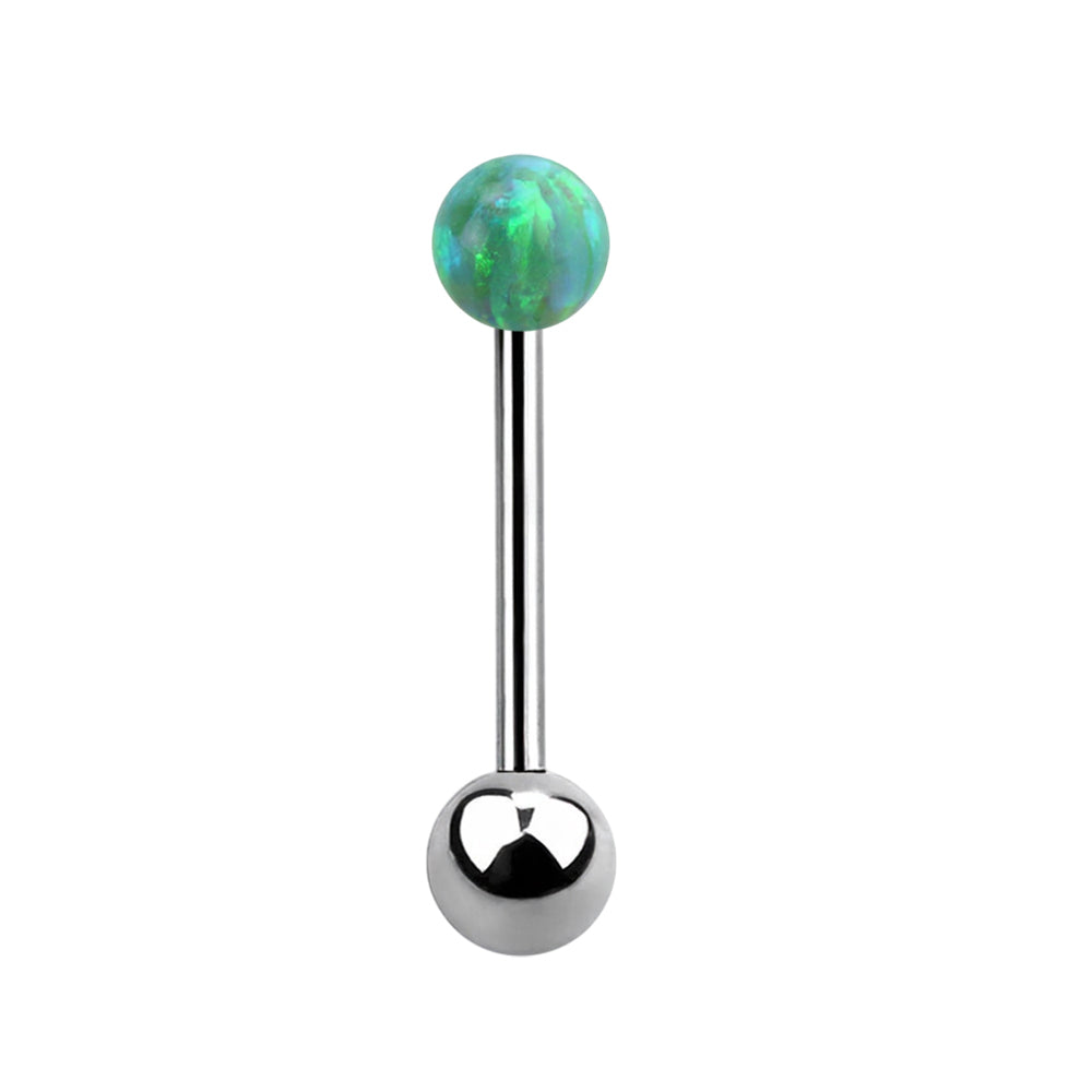 Titanium 14 Gauge Straight Barbell with Synthetic Opal Ball - photo 3