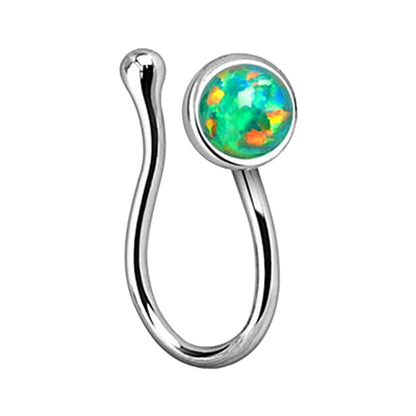 Surgical Steel Non-Piercing Nose Clip with Bezel Set Opal - photo 3