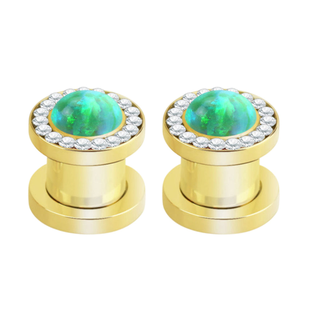 PVD Gold Surgical Steel Screw Fit Tunnels 6 to 0 Gauge - 5 Colors - Pair