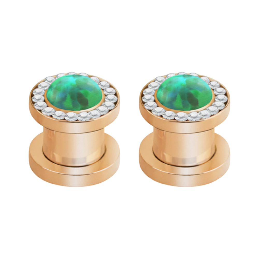 PVD Rose Gold Surgical Steel Screw Fit Tunnels 6 to 0 Gauge - 5 Colors - Pair