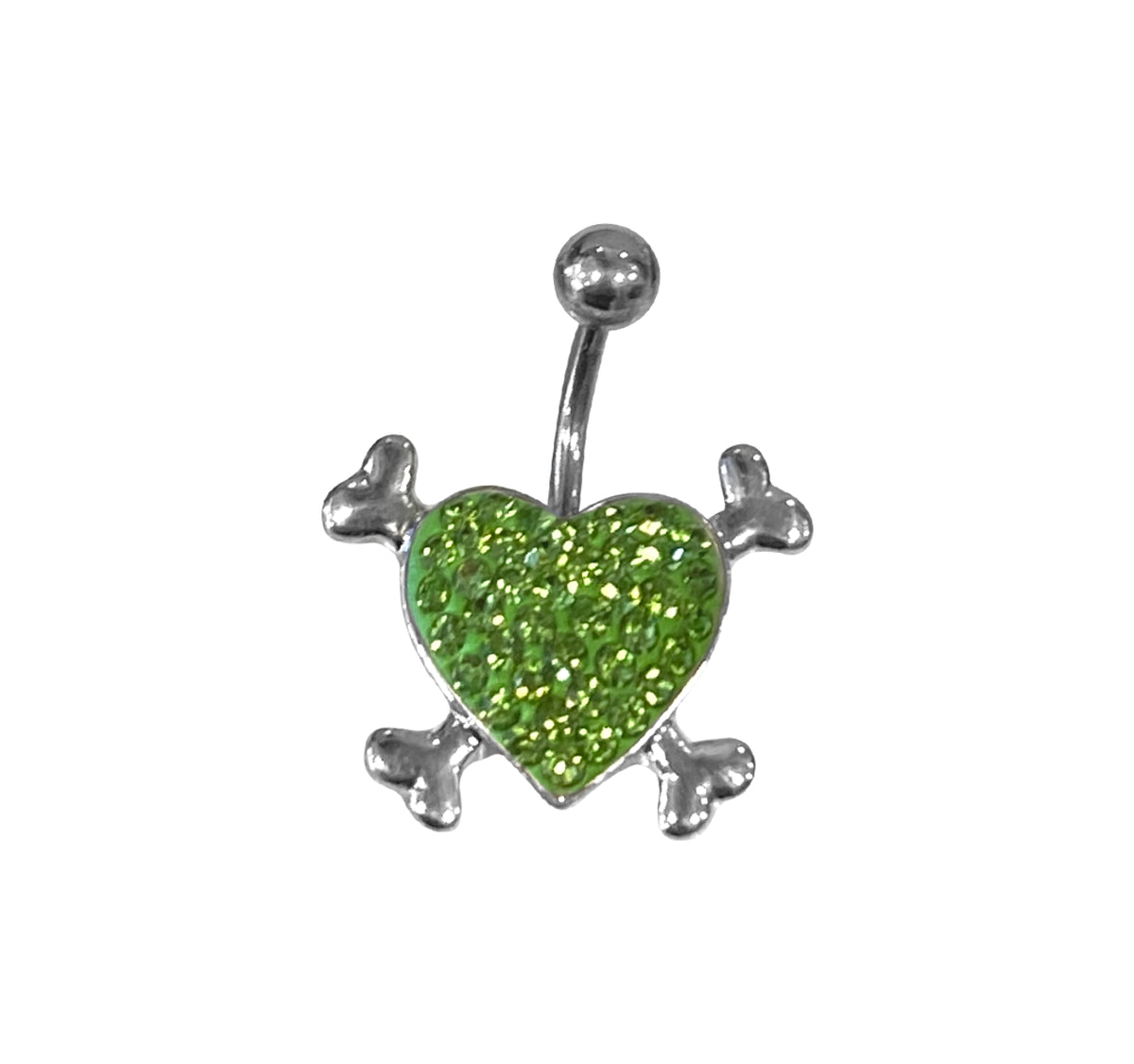 Surgical Steel 14 Gauge Belly Ring with CZ Crossbones Heart - photo 3