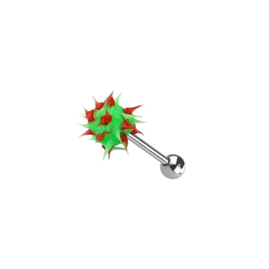 Surgical Steel 14 Gauge Tongue Barbell with Silicone Spike Ball - photo 5