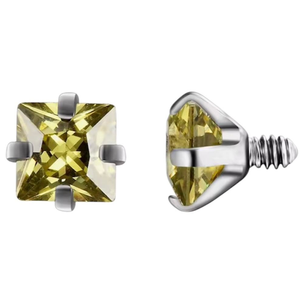Surgical Steel 14 Gauge CZ Dermal Anchor Top with Prong Square Gems - photo 9