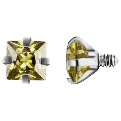 Surgical Steel 14 Gauge CZ Dermal Anchor Top with Prong Square Gems - photo 9