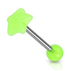 Surgical Steel 14 Gauge Tongue Barbell with Star Glow in the Dark - photo 3