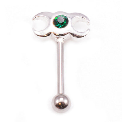 Surgical Steel 16 Gauge Eyebrow Barbell with CZ Triple Moon - photo 9