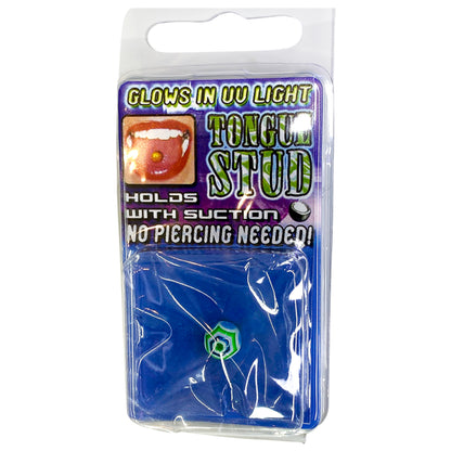 Acrylic Fake Tongue Stud Ring with UV Glow Stripe Ball