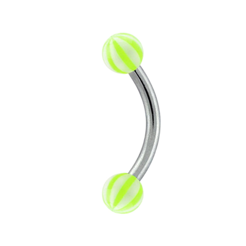 Titanium 16 Gauge UV Glow Beach Ball Curved Barbell