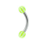 Titanium 16 Gauge UV Glow Beach Ball Curved Barbell