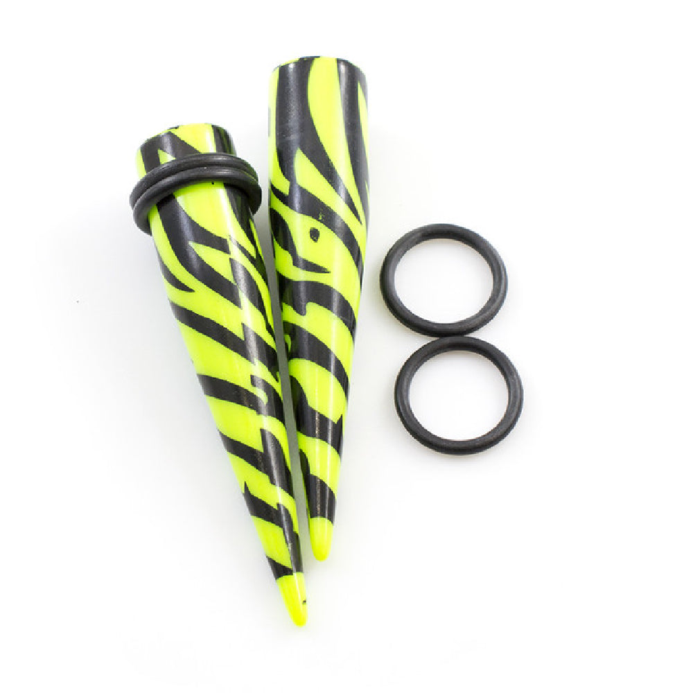 Acrylic 6 to 7/16 Inch Green Zebra Ear Stretching Kit - 12 Pack