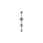 Titanium belly ring with triple pearl dangle