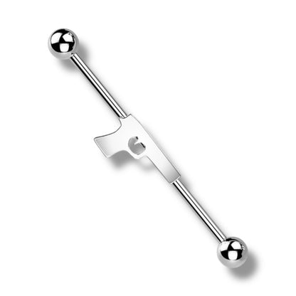 Surgical Steel 14 Gauge Industrial Barbell with Gun