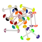 Acrylic 14 Gauge Half Ball Retainer Tongue Rings - 10 Pack