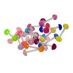 Acrylic 14 Gauge Half Ball Retainer Tongue Rings - 10 Pack