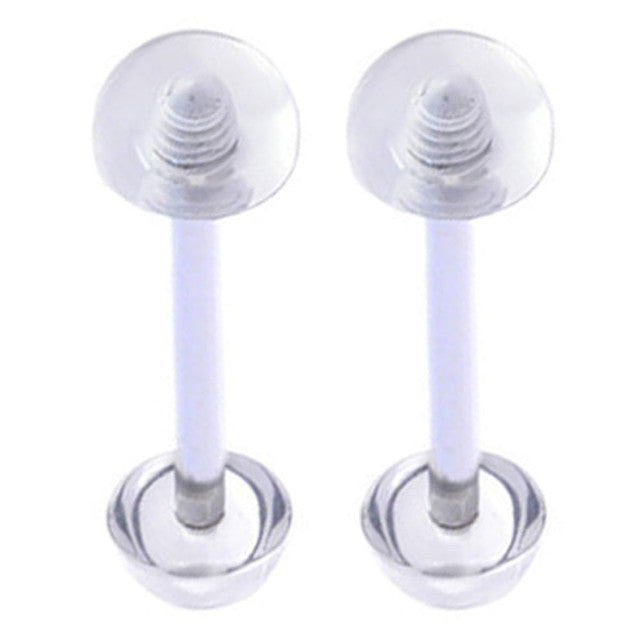 Clear Acrylic Flexible Retainer Barbells 14 Gauge 16mm - 10 Pack