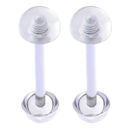Clear Acrylic Flexible Retainer Barbells 14 Gauge 16mm - 10 Pack