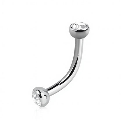 Titanium 16 Gauge Curved Barbell with CZ Half-Ball Ends - photo 5