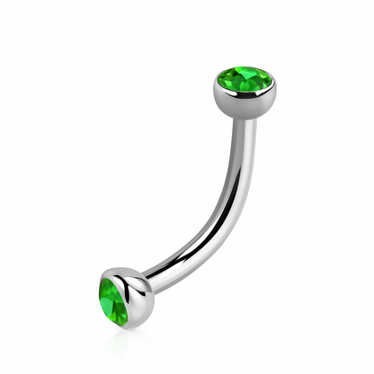 Titanium 16 Gauge Curved Barbell with CZ Half-Ball Ends - photo 6