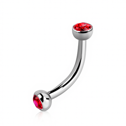 Titanium 16 Gauge Curved Barbell with CZ Half-Ball Ends - photo 8