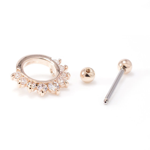 Surgical Steel 14 Gauge Nipple Shield Ring with CZ Half Circle - Pair - photo 2