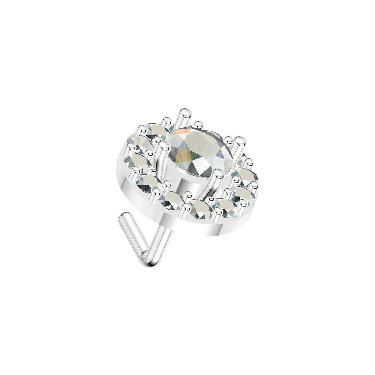 Surgical Steel L-Shaped Nose Stud 20G 6.5mm with Clear CZ Halo - photo 3